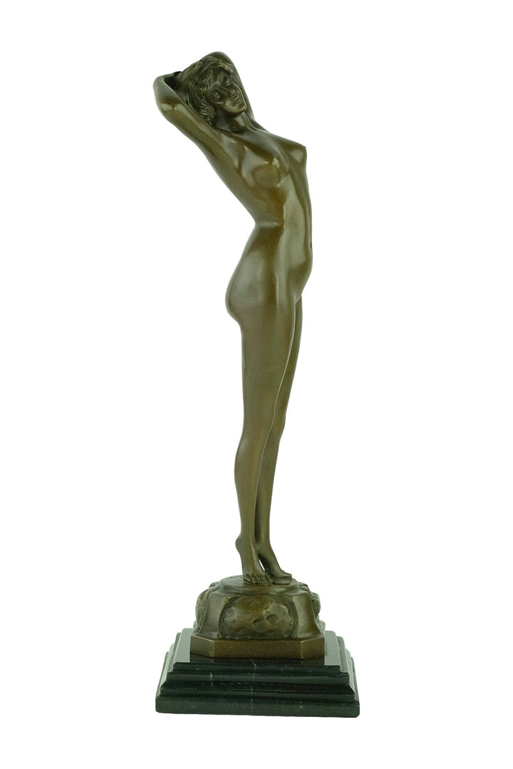 Bronze Female Nude Sculpture Named Reveil in Art Deco Style Bronze Female Statue Paul Philippe Bronze Art Deco Sculpture French Art Statue