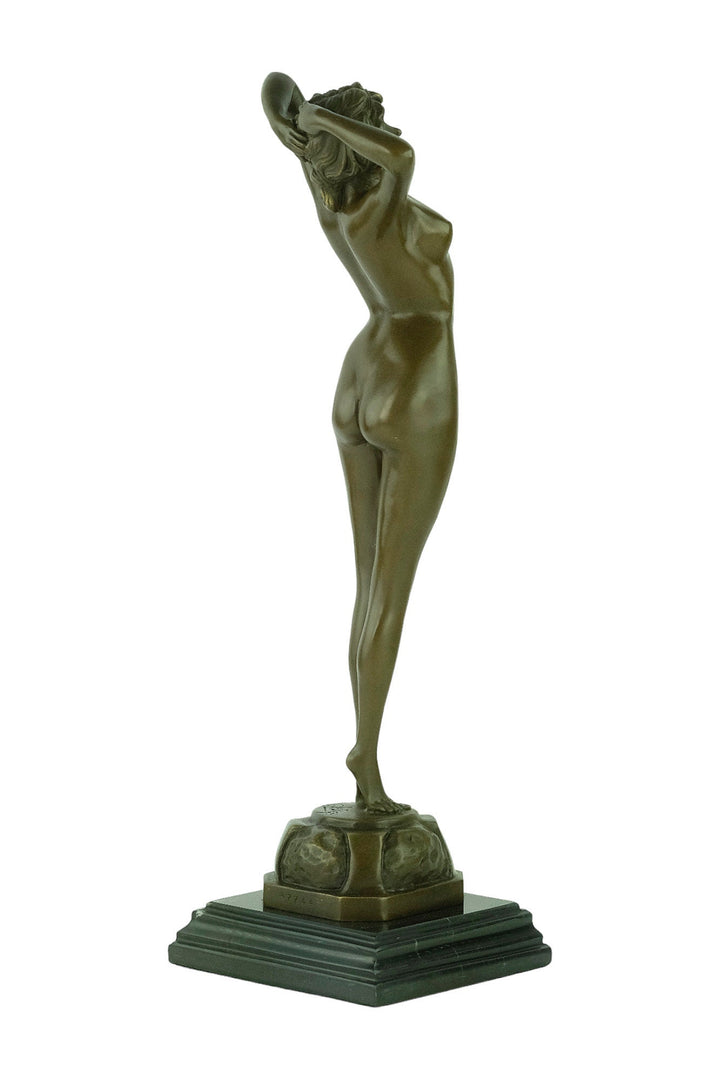 Bronze Female Nude Sculpture Named Reveil in Art Deco Style Bronze Female Statue Paul Philippe Bronze Art Deco Sculpture French Art Statue