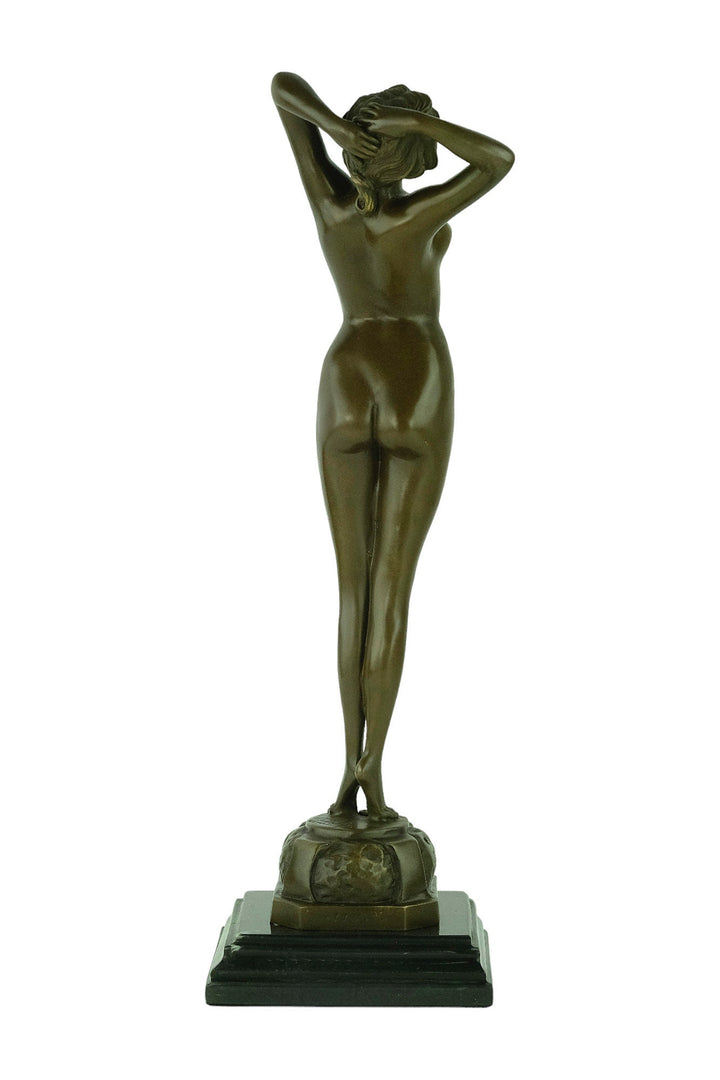 Bronze Female Nude Sculpture Named Reveil in Art Deco Style Bronze Female Statue Paul Philippe Bronze Art Deco Sculpture French Art Statue