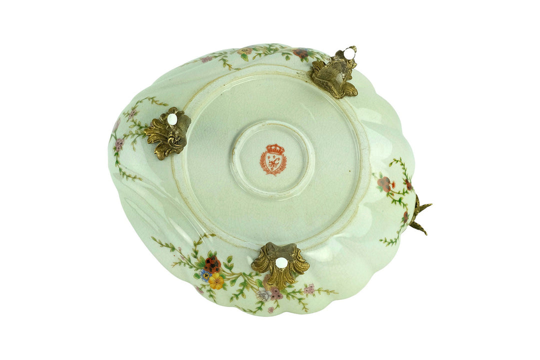 Bronze Mounted Porcelain Tray with Music Playing Cherubs in Jugendstil Style Porcelain Centerpiece Art Nouveau Tray Music Lovers Gift