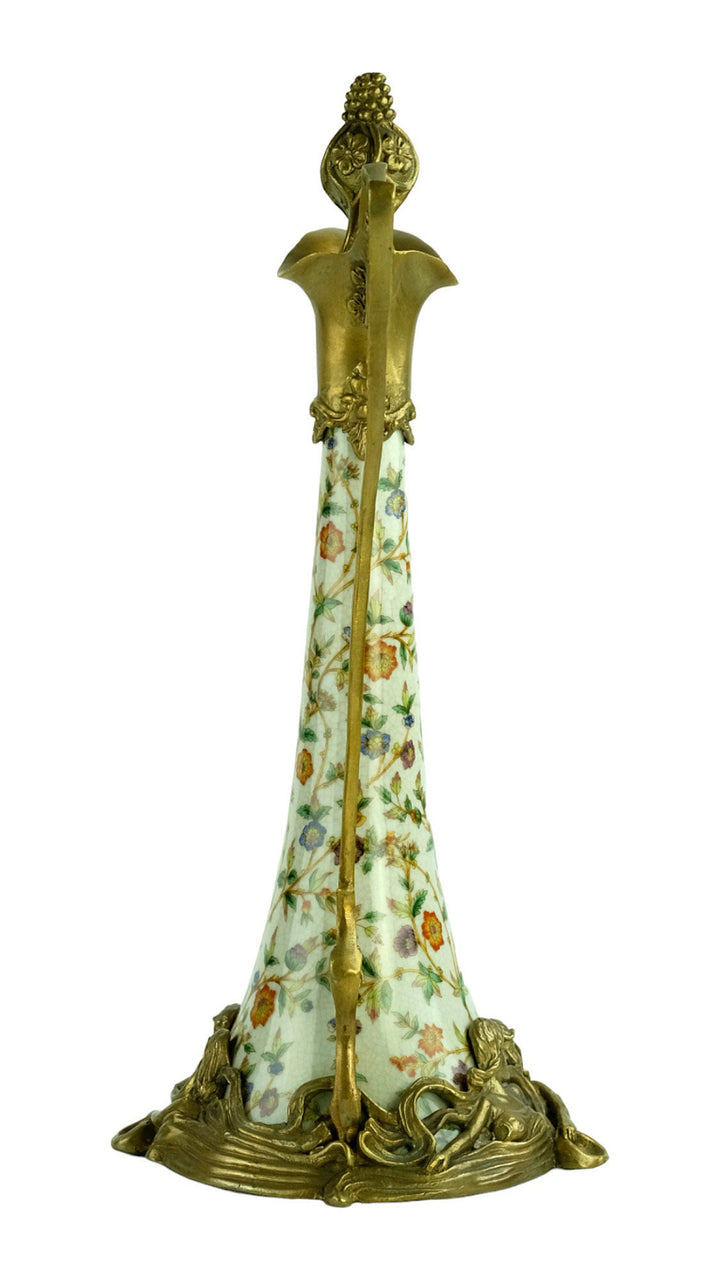 Bronze Mounted Porcelain Wine Jug in Jugendstil Style with Floral Decoration Jugendstil Lovers Gift Claret Jug Wine Lovers Gift Table Deco