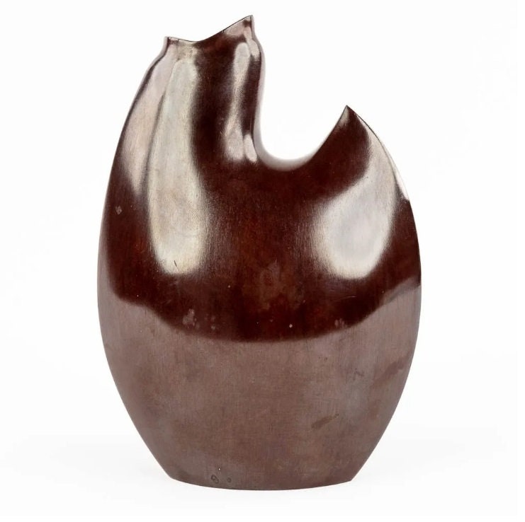 Japanese Bronze Vase Depicting a Chicken by Yasumi Nakajima Asian Art Japanese Bronze Vase Contemporary Art from Japan