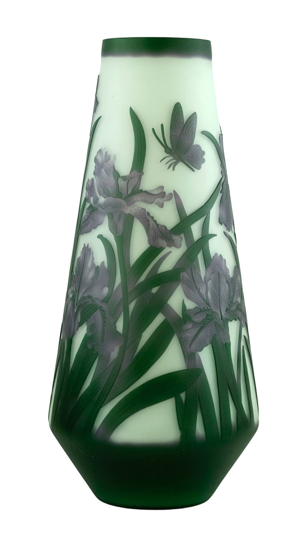 Art Nouveau style Cameo Glass Vase with Decor of Daffodils and Butterflies in the Style of Emile Galle Art Nouveau Vase Glass Galle Vase