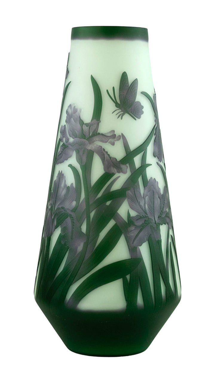 Art Nouveau style Cameo Glass Vase with Decor of Daffodils and Butterflies in the Style of Emile Galle Art Nouveau Vase Glass Galle Vase