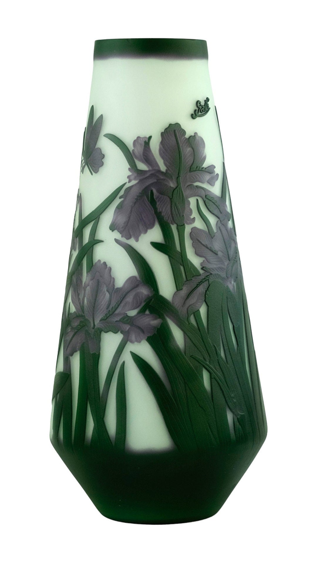 Art Nouveau style Cameo Glass Vase with Decor of Daffodils and Butterflies in the Style of Emile Galle Art Nouveau Vase Glass Galle Vase