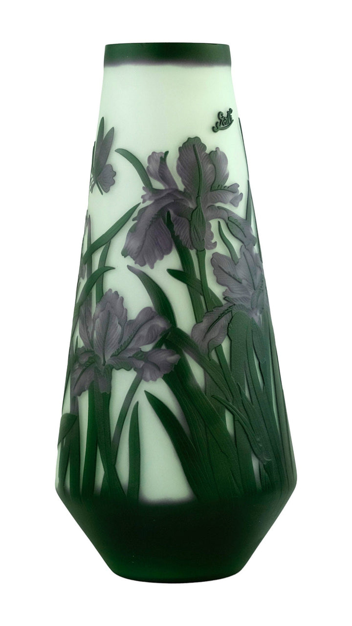 Art Nouveau style Cameo Glass Vase with Decor of Daffodils and Butterflies in the Style of Emile Galle Art Nouveau Vase Glass Galle Vase