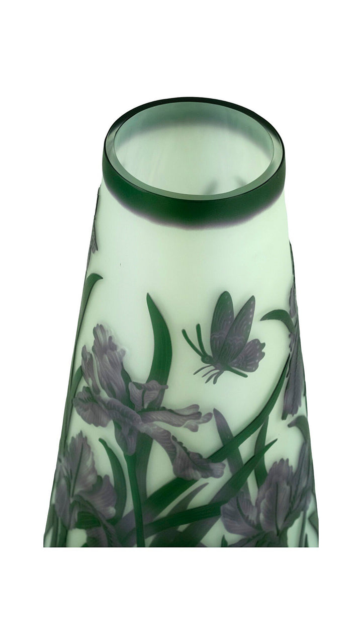 Art Nouveau style Cameo Glass Vase with Decor of Daffodils and Butterflies in the Style of Emile Galle Art Nouveau Vase Glass Galle Vase