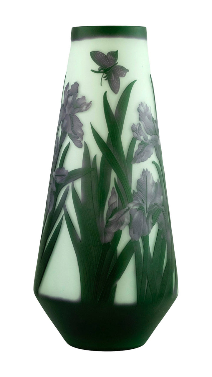Art Nouveau style Cameo Glass Vase with Decor of Daffodils and Butterflies in the Style of Emile Galle Art Nouveau Vase Glass Galle Vase