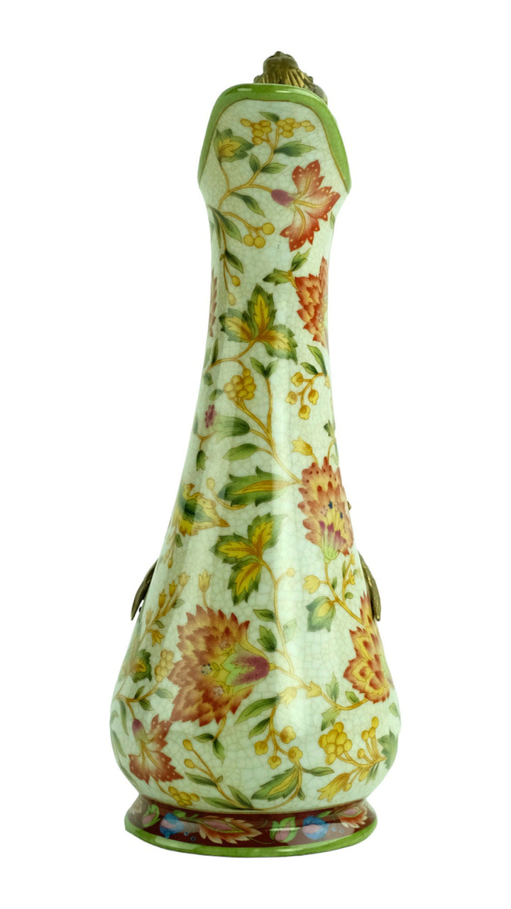 Jugendstil Style Porcelain Jug with Floral Decoration and Bronze Mermaid Grip Art Nouveau Style Water Jug Jugendstil Lovers Gift Art Item