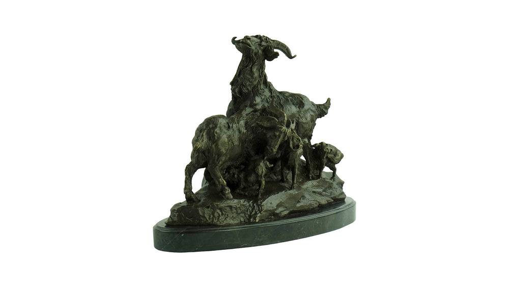 Bronze Sculpture of a Group of Goats Animal Art Statue Bronze Goat Sculpture Wildlife Sculpture Barye Sculpture Hunting Sculpture Animals
