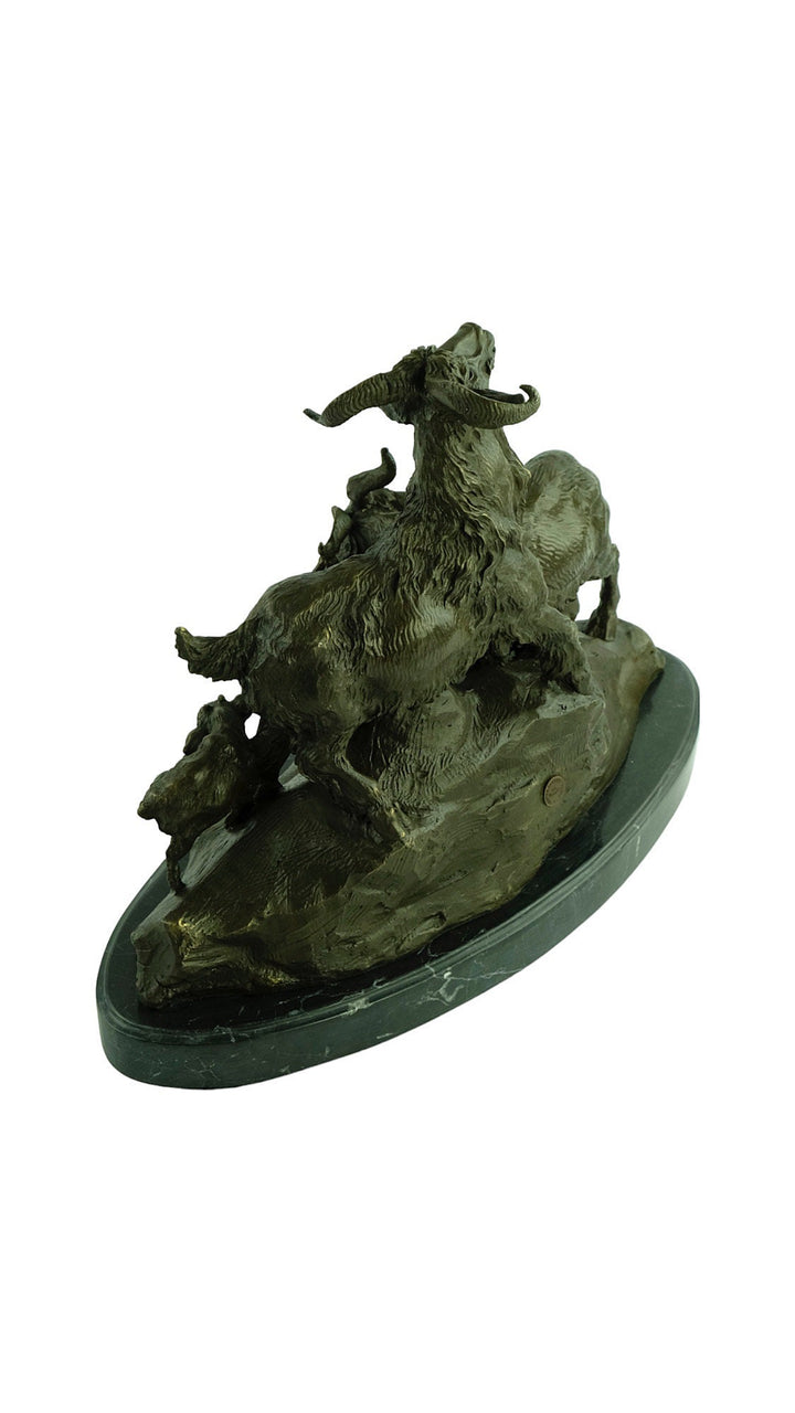 Bronze Sculpture of a Group of Goats Animal Art Statue Bronze Goat Sculpture Wildlife Sculpture Barye Sculpture Hunting Sculpture Animals