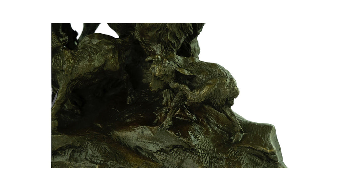 Bronze Sculpture of a Group of Goats Animal Art Statue Bronze Goat Sculpture Wildlife Sculpture Barye Sculpture Hunting Sculpture Animals