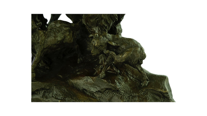 Bronze Sculpture of a Group of Goats Animal Art Statue Bronze Goat Sculpture Wildlife Sculpture Barye Sculpture Hunting Sculpture Animals