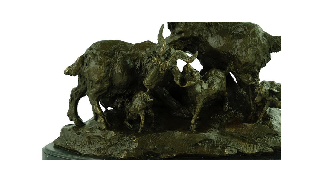 Bronze Sculpture of a Group of Goats Animal Art Statue Bronze Goat Sculpture Wildlife Sculpture Barye Sculpture Hunting Sculpture Animals
