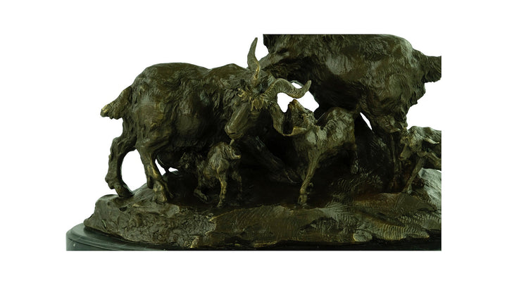 Bronze Sculpture of a Group of Goats Animal Art Statue Bronze Goat Sculpture Wildlife Sculpture Barye Sculpture Hunting Sculpture Animals