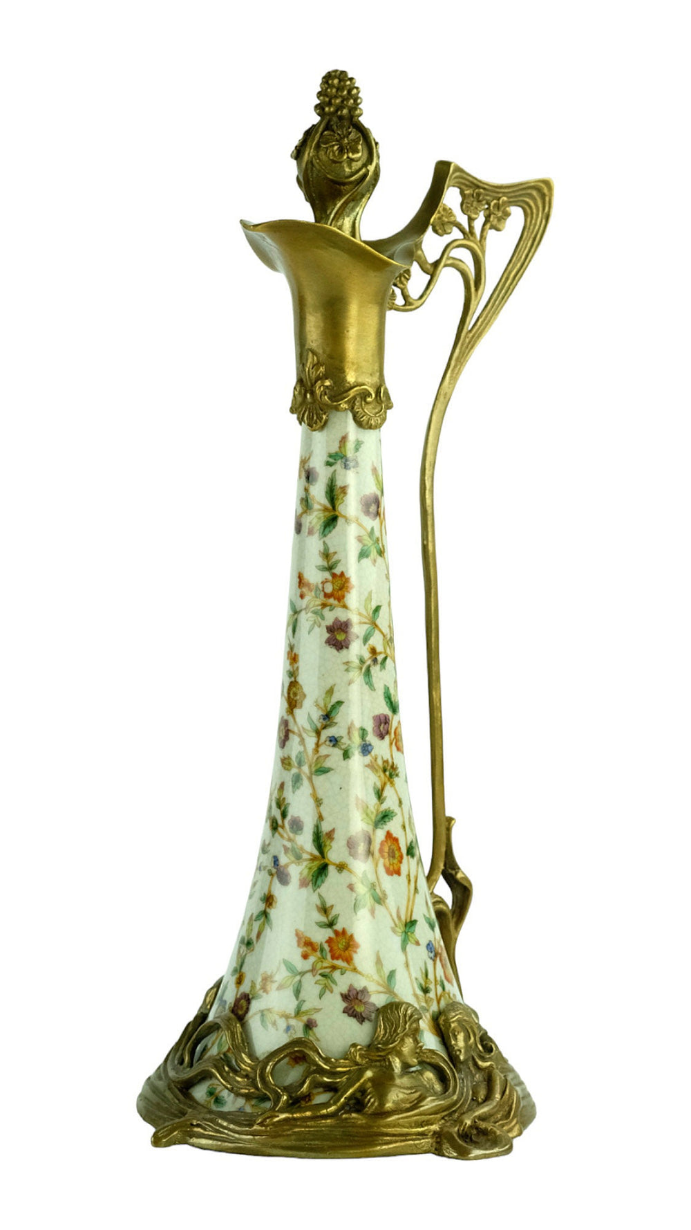 Bronze Mounted Porcelain Wine Jug in Jugendstil Style with Floral Decoration Jugendstil Lovers Gift Claret Jug Wine Lovers Gift Table Deco