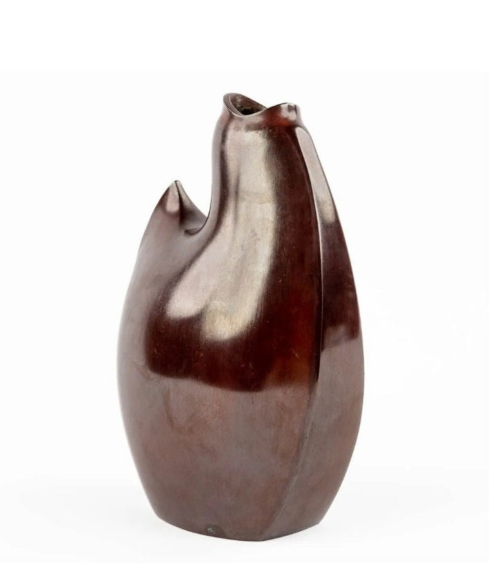 Japanese Bronze Vase Depicting a Chicken by Yasumi Nakajima Asian Art Japanese Bronze Vase Contemporary Art from Japan