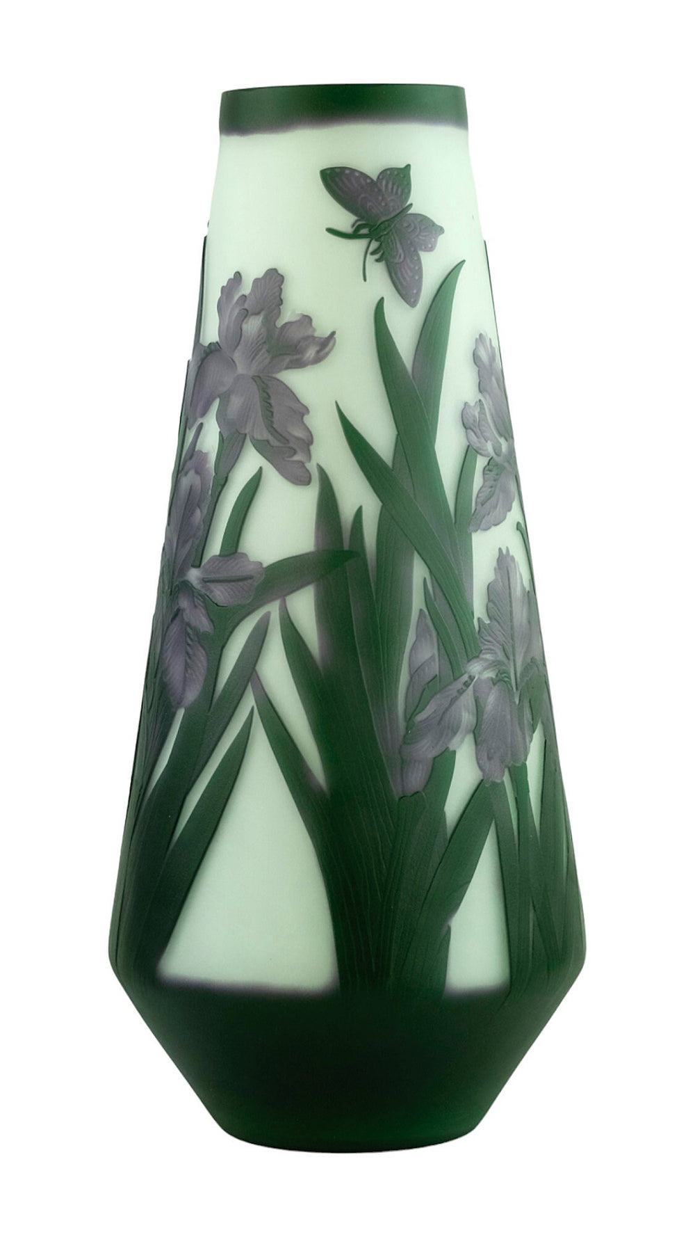 Art Nouveau style Cameo Glass Vase with Decor of Daffodils and Butterflies in the Style of Emile Galle Art Nouveau Vase Glass Galle Vase