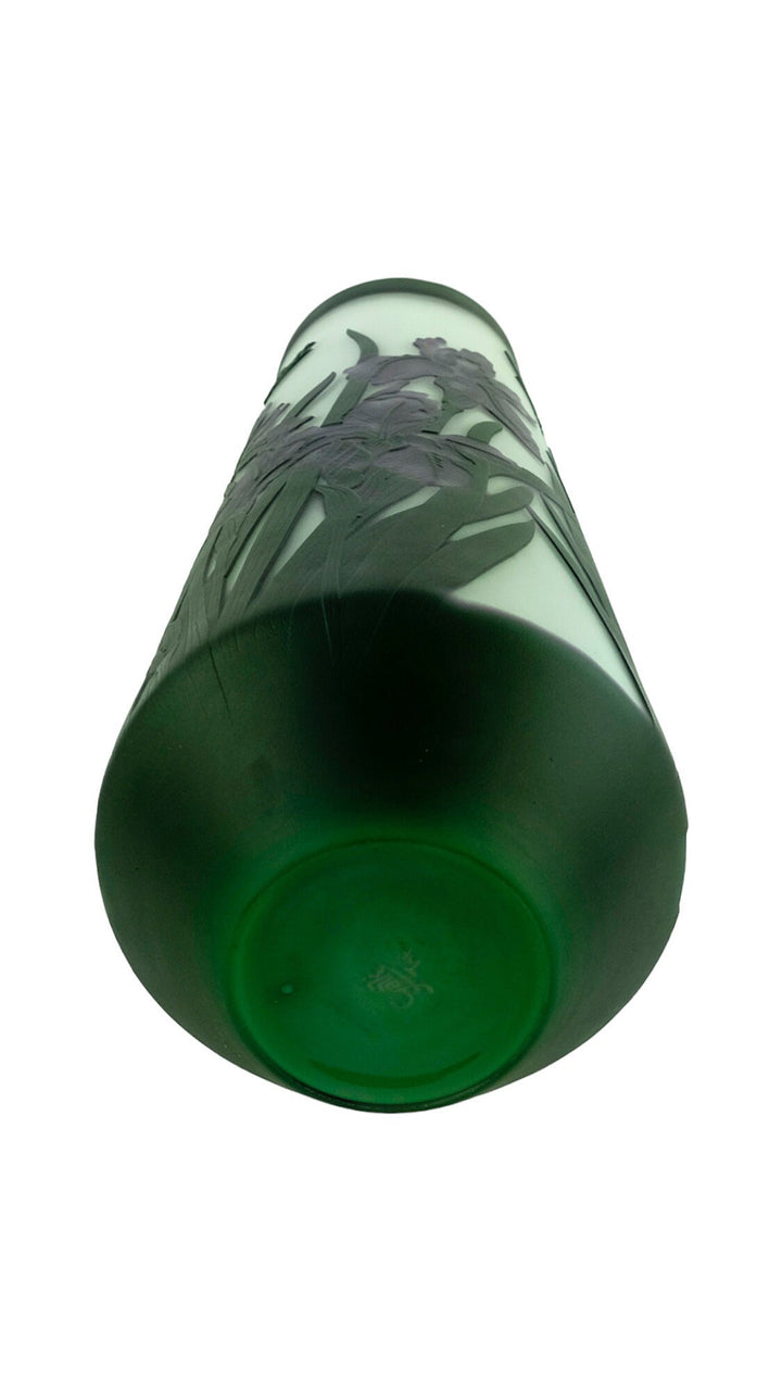 Art Nouveau style Cameo Glass Vase with Decor of Daffodils and Butterflies in the Style of Emile Galle Art Nouveau Vase Glass Galle Vase