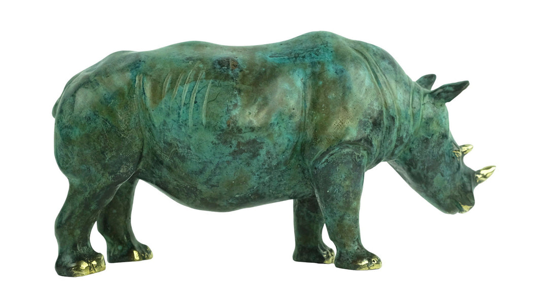 Bronze Rhino Sculpture Animal Art Figurine Bronze Rhino Statue Rhinoceros Decoration Wildlife Sculpture Rhino Lovers Gift Animal Statue