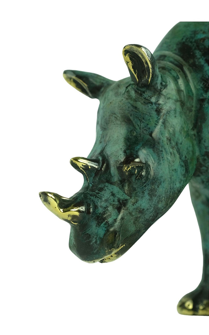 Bronze Rhino Sculpture Animal Art Figurine Bronze Rhino Statue Rhinoceros Decoration Wildlife Sculpture Rhino Lovers Gift Animal Statue