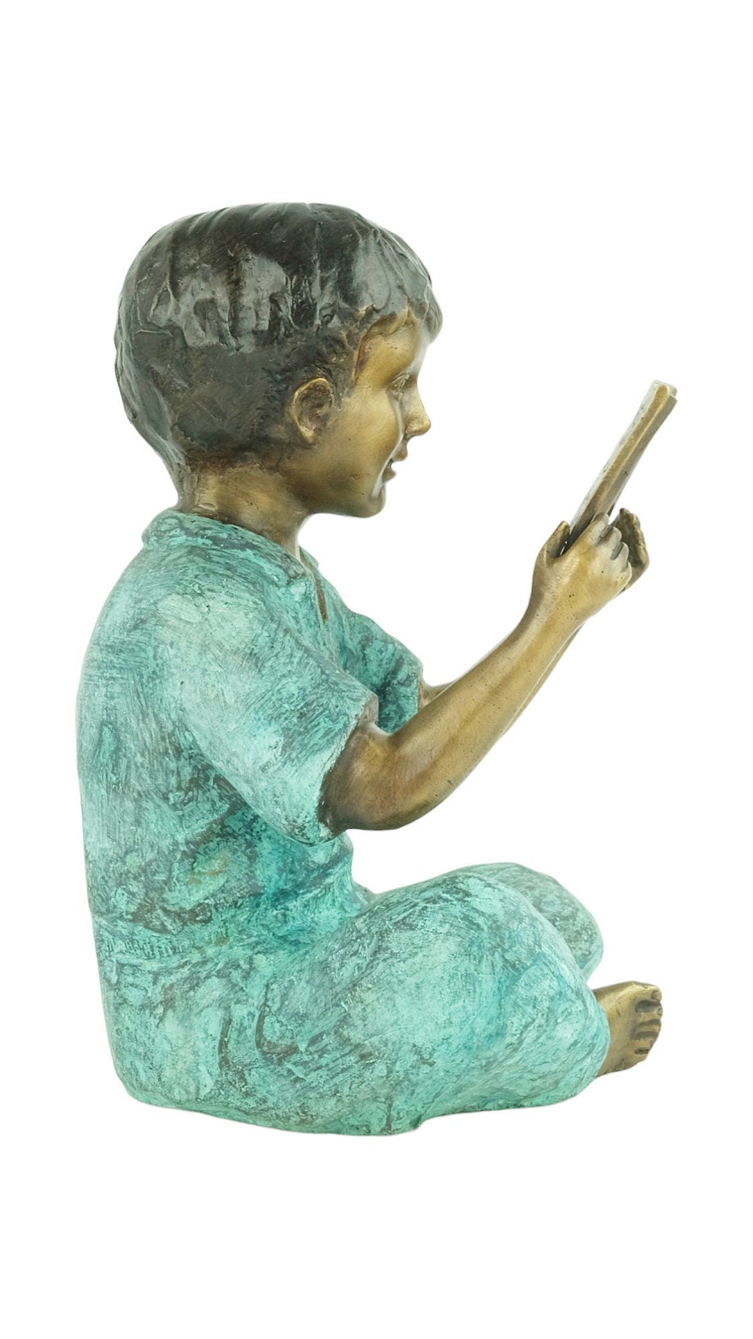 Bronze Sculpture of a Young Boy Reading a Book Outdoor Child Sculpture Bronze Garden Statue Bronze Boy Figurine Book Lovers Gift Book Art
