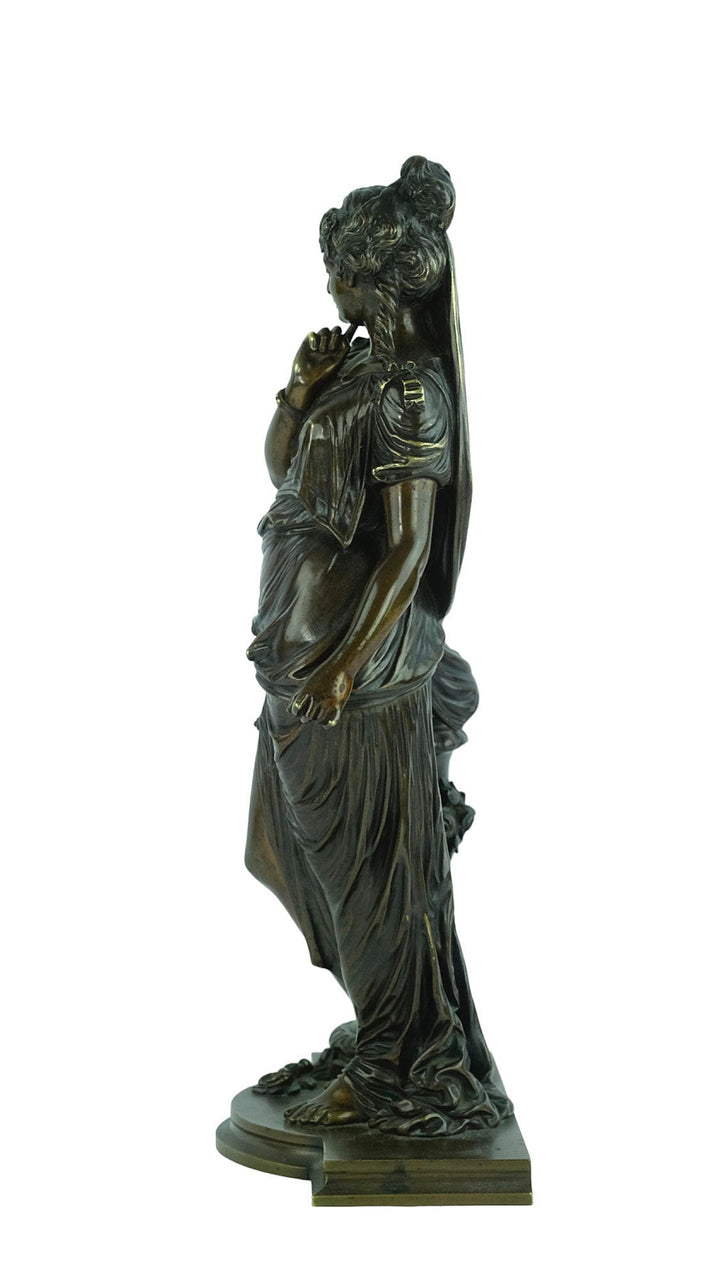 Antique Bronze Sculpture Depicting Pandora from the Greek Mythology Bronze Female Sculpture French Antiques Pandora Box Mythology Statue