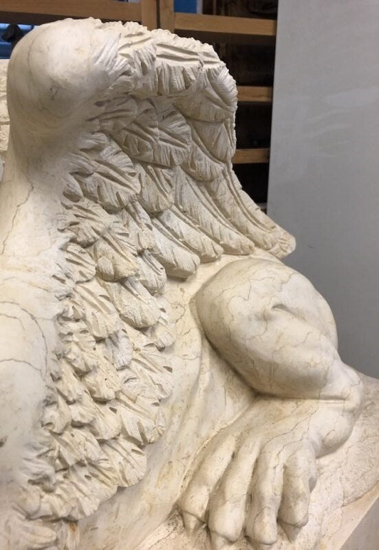 Large Pair of Marble Sphinx Sculptures Winged Sphinx Statues Large Outdoor Sculptures Entrance Sculptures Mythology Statues Egyptian Art