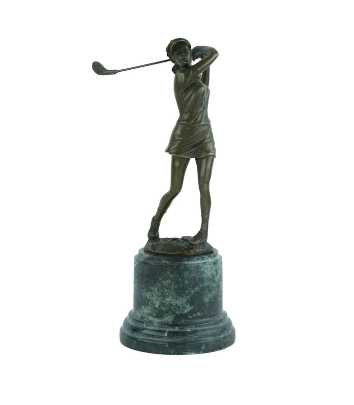 Bronze Golfer Statue Female Golfer Bronze Sculpture Golfing Figurine Lady Golfer in Swing Golfing Gift Bronze Figurine Golf Art Statue Sport