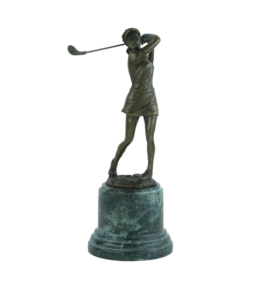 Bronze Golfer Statue Female Golfer Bronze Sculpture Golfing Figurine Lady Golfer in Swing Golfing Gift Bronze Figurine Golf Art Statue Sport