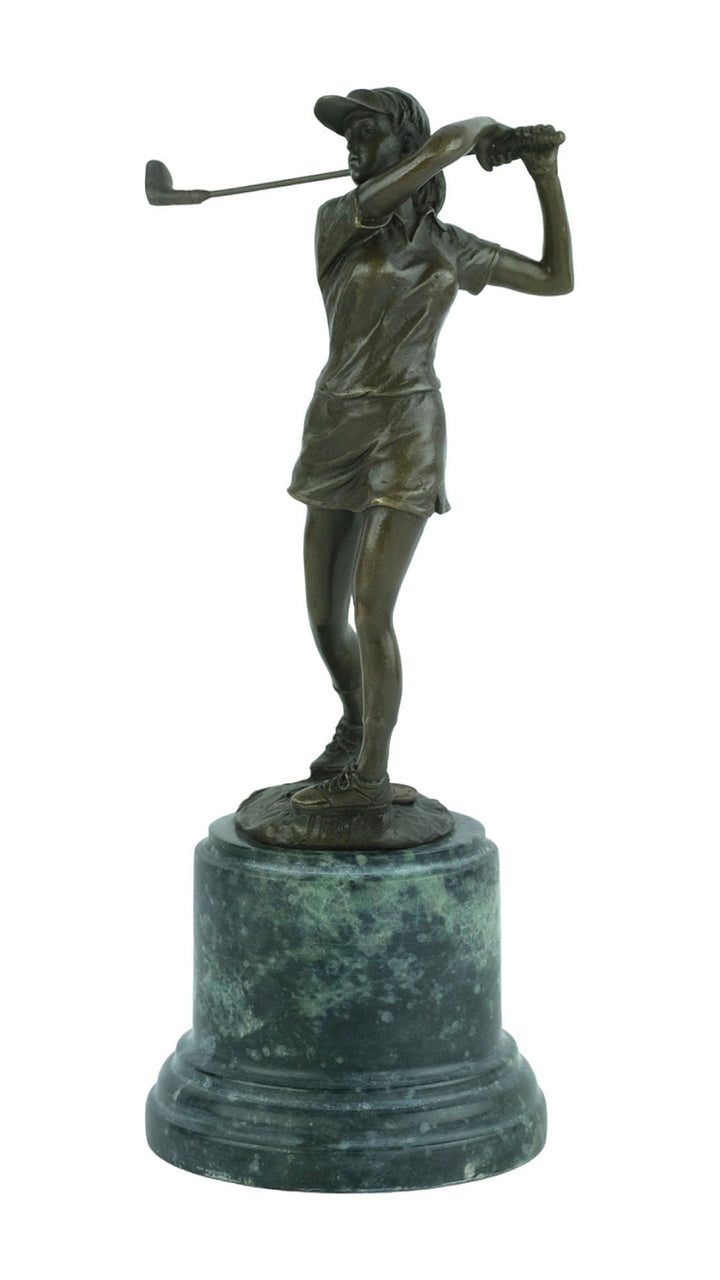 Bronze Golfer Statue Female Golfer Bronze Sculpture Golfing Figurine Lady Golfer in Swing Golfing Gift Bronze Figurine Golf Art Statue Sport