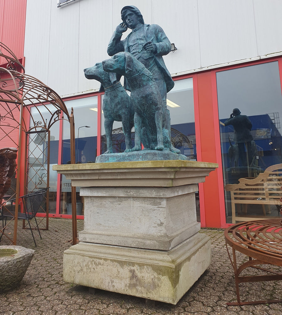 Lifesize Bronze Sculpture of a Hunter with Hounds in the Style of Jacquemart Outdoor Hunting Sculpture Bronze Hunting Statue Hunting Decor