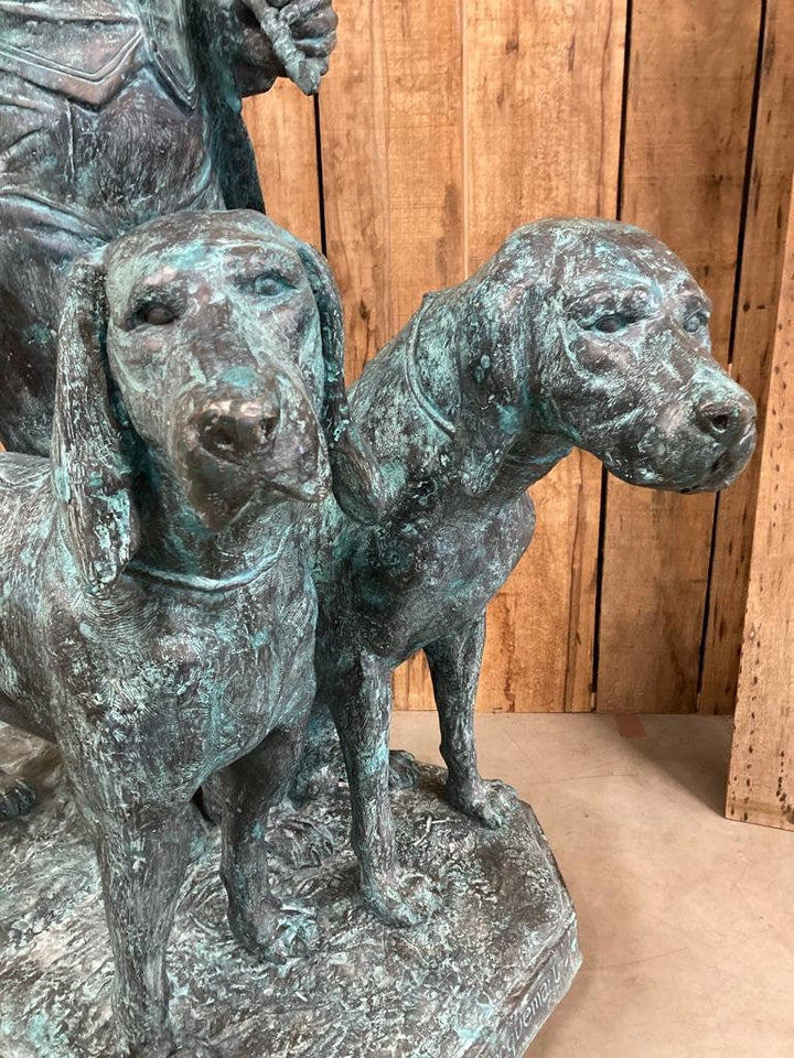 Lifesize Bronze Sculpture of a Hunter with Hounds in the Style of Jacquemart Outdoor Hunting Sculpture Bronze Hunting Statue Hunting Decor