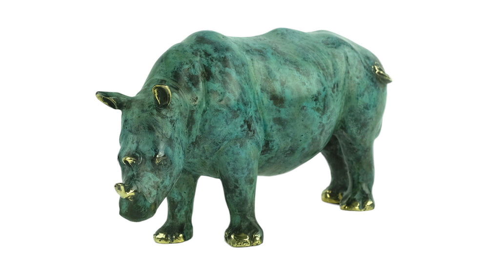 Bronze Rhino Sculpture Animal Art Figurine Bronze Rhino Statue Rhinoceros Decoration Wildlife Sculpture Rhino Lovers Gift Animal Statue
