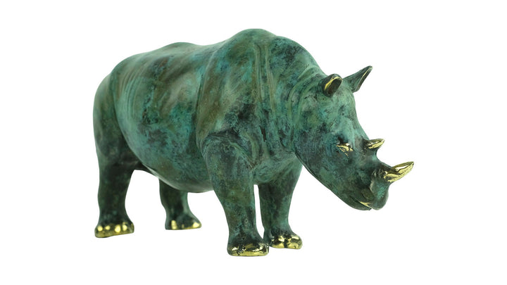 Bronze Rhino Sculpture Animal Art Figurine Bronze Rhino Statue Rhinoceros Decoration Wildlife Sculpture Rhino Lovers Gift Animal Statue