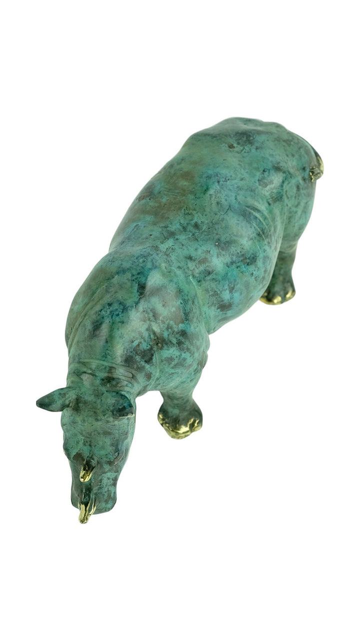 Bronze Rhino Sculpture Animal Art Figurine Bronze Rhino Statue Rhinoceros Decoration Wildlife Sculpture Rhino Lovers Gift Animal Statue