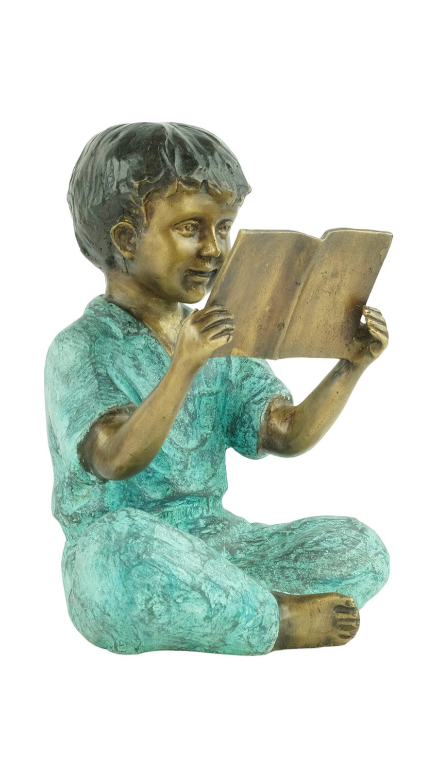 Bronze Sculpture of a Young Boy Reading a Book Outdoor Child Sculpture Bronze Garden Statue Bronze Boy Figurine Book Lovers Gift Book Art