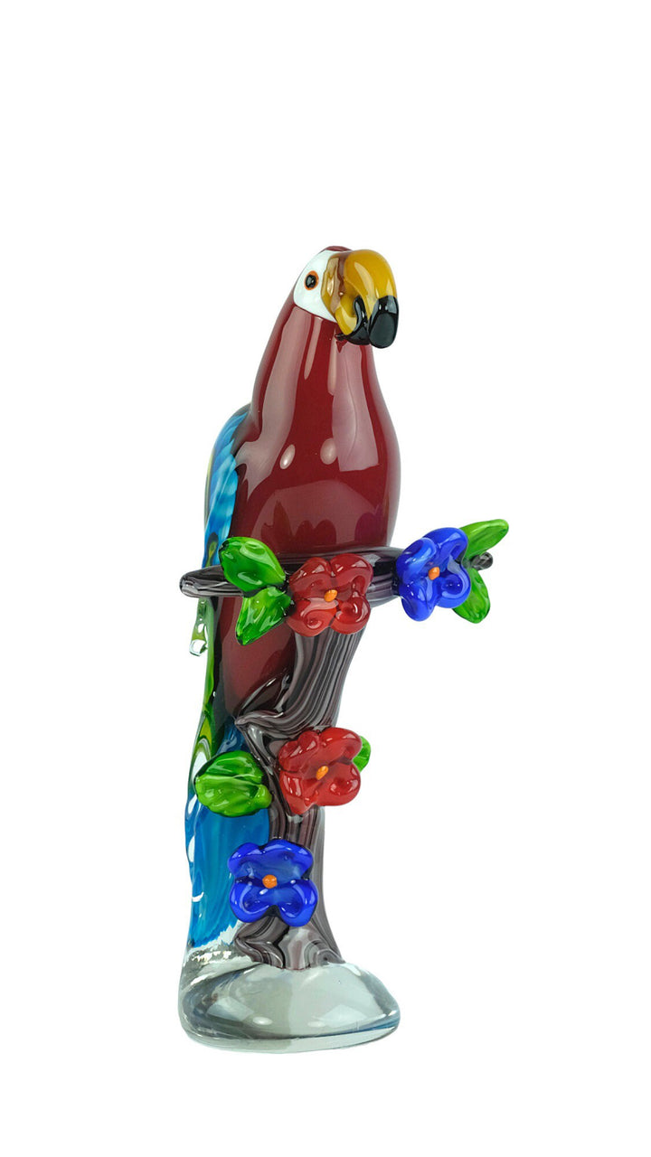 Large Glass Scarlet Macaw Sculpture in Murano Style Glass Parrot Statue Parrot Lovers Gift Animal Art Statue Italian Design Glass Figurine