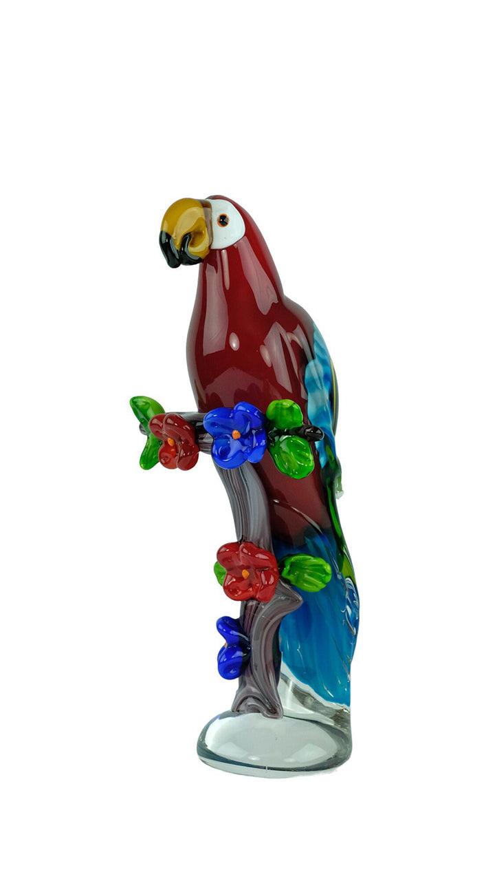 Large Glass Scarlet Macaw Sculpture in Murano Style Glass Parrot Statue Parrot Lovers Gift Animal Art Statue Italian Design Glass Figurine