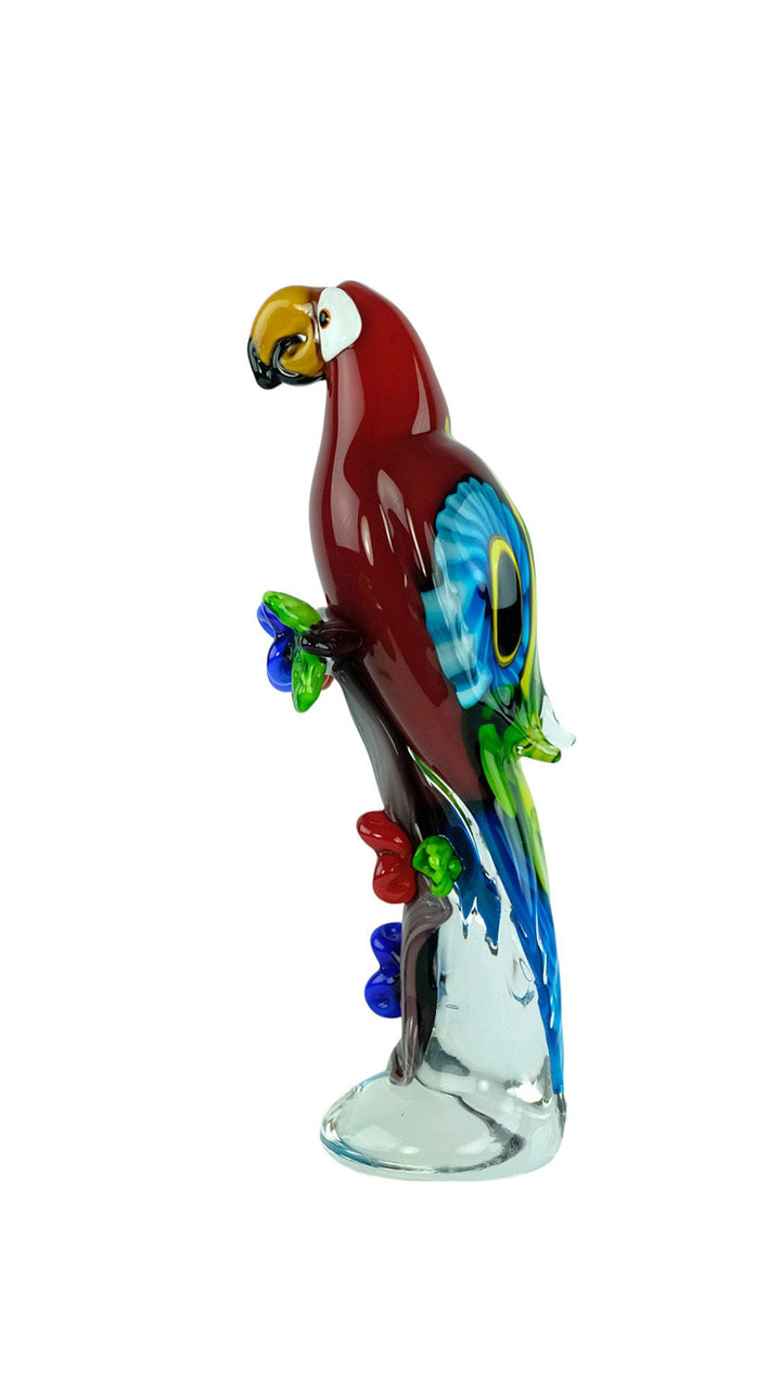 Large Glass Scarlet Macaw Sculpture in Murano Style Glass Parrot Statue Parrot Lovers Gift Animal Art Statue Italian Design Glass Figurine