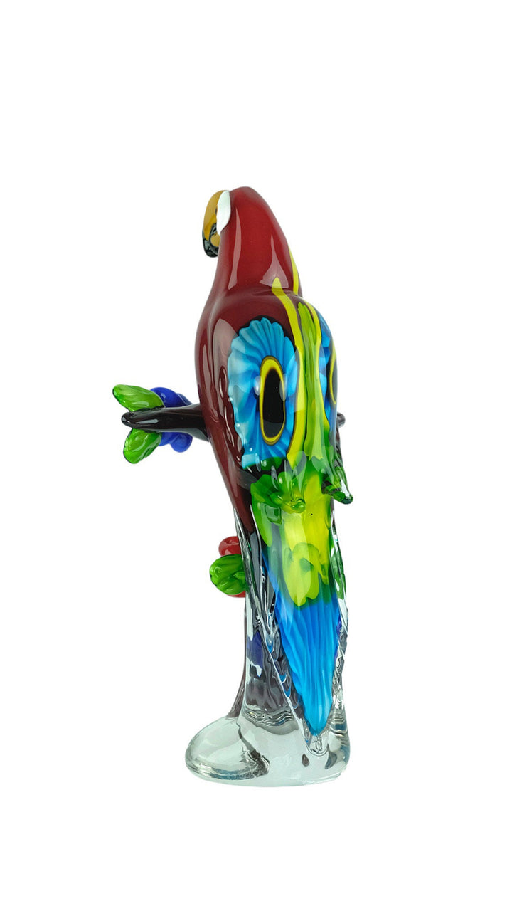 Large Glass Scarlet Macaw Sculpture in Murano Style Glass Parrot Statue Parrot Lovers Gift Animal Art Statue Italian Design Glass Figurine