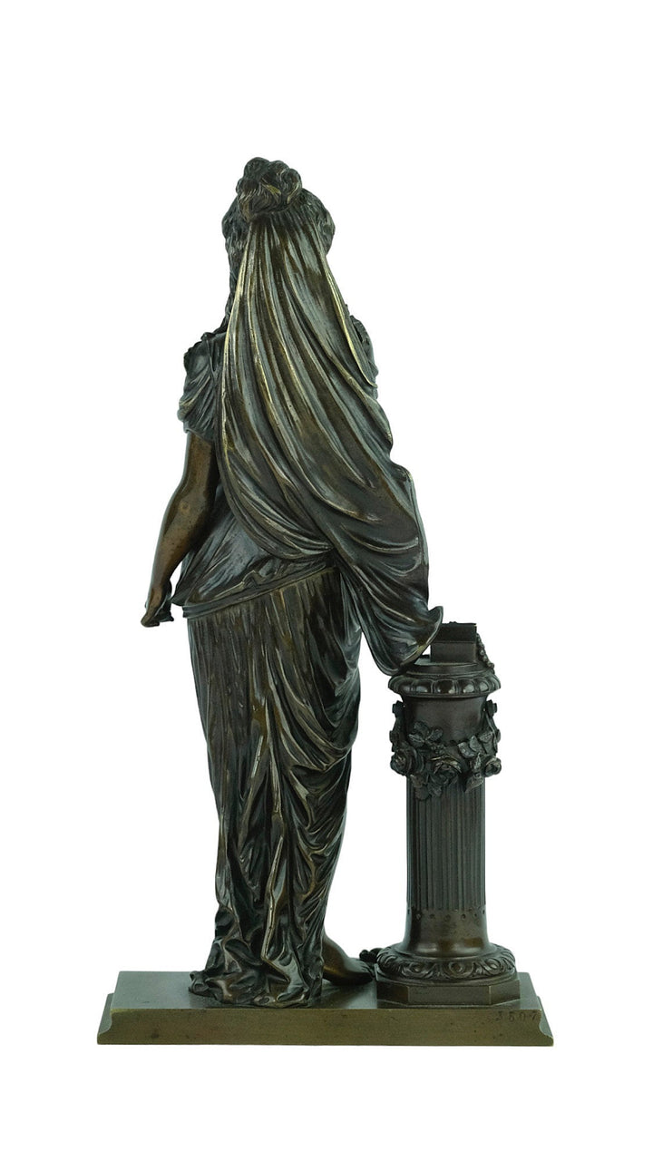 Antique Bronze Sculpture Depicting Pandora from the Greek Mythology Bronze Female Sculpture French Antiques Pandora Box Mythology Statue