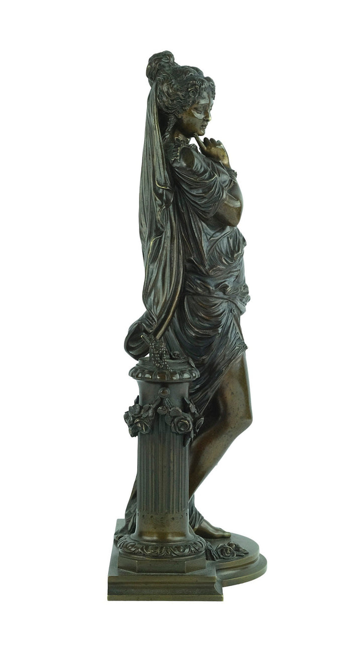 Antique Bronze Sculpture Depicting Pandora from the Greek Mythology Bronze Female Sculpture French Antiques Pandora Box Mythology Statue