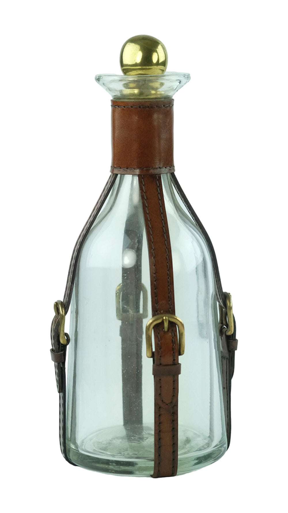 Set of Two Glass Cognac Decanters with Leather Straps in Art Deco Style Cognac Lovers Gift Cognac Bottle Liquor Decanter Mancave Decoration