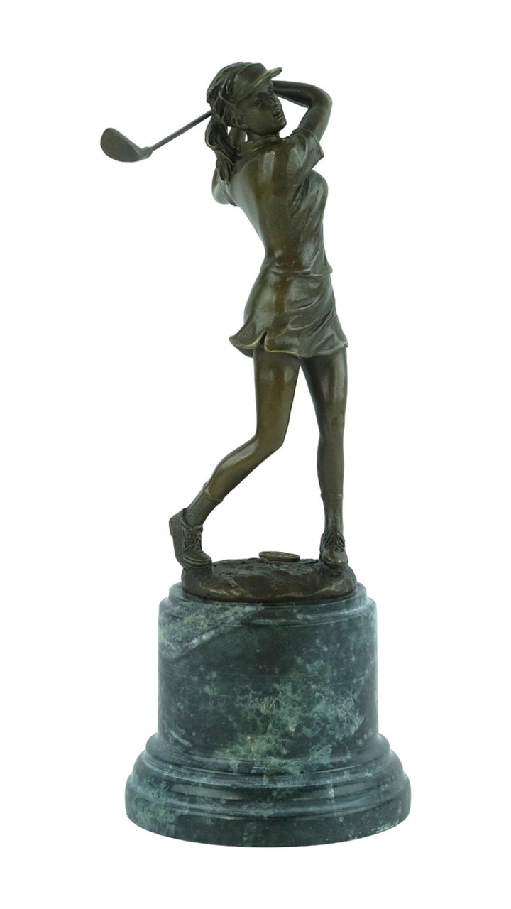 Bronze Golfer Statue Female Golfer Bronze Sculpture Golfing Figurine Lady Golfer in Swing Golfing Gift Bronze Figurine Golf Art Statue Sport