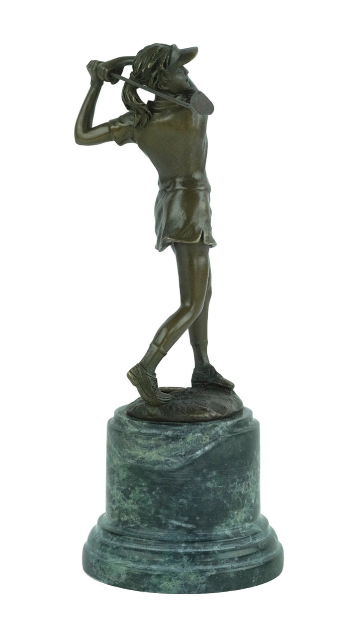 Bronze Golfer Statue Female Golfer Bronze Sculpture Golfing Figurine Lady Golfer in Swing Golfing Gift Bronze Figurine Golf Art Statue Sport