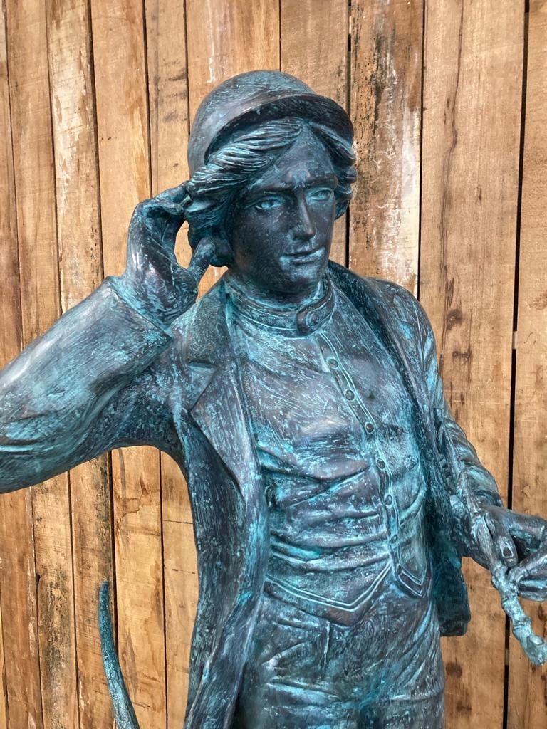 Lifesize Bronze Sculpture of a Hunter with Hounds in the Style of Jacquemart Outdoor Hunting Sculpture Bronze Hunting Statue Hunting Decor