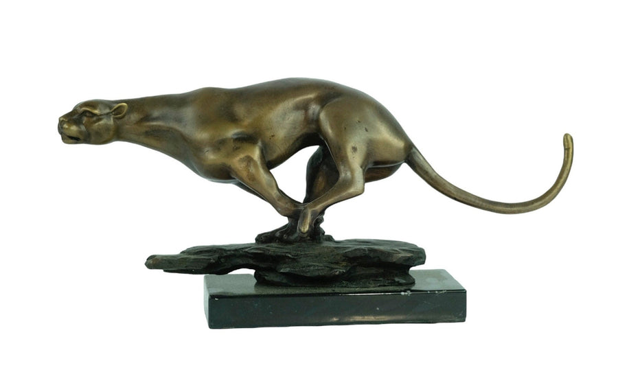 Bronze Sculpture of a Running Jaguar Animal Art Statue Bronze Wildlife Sculpture Jaguar Sculpture Hunting Decoration Bronze Panther Statue
