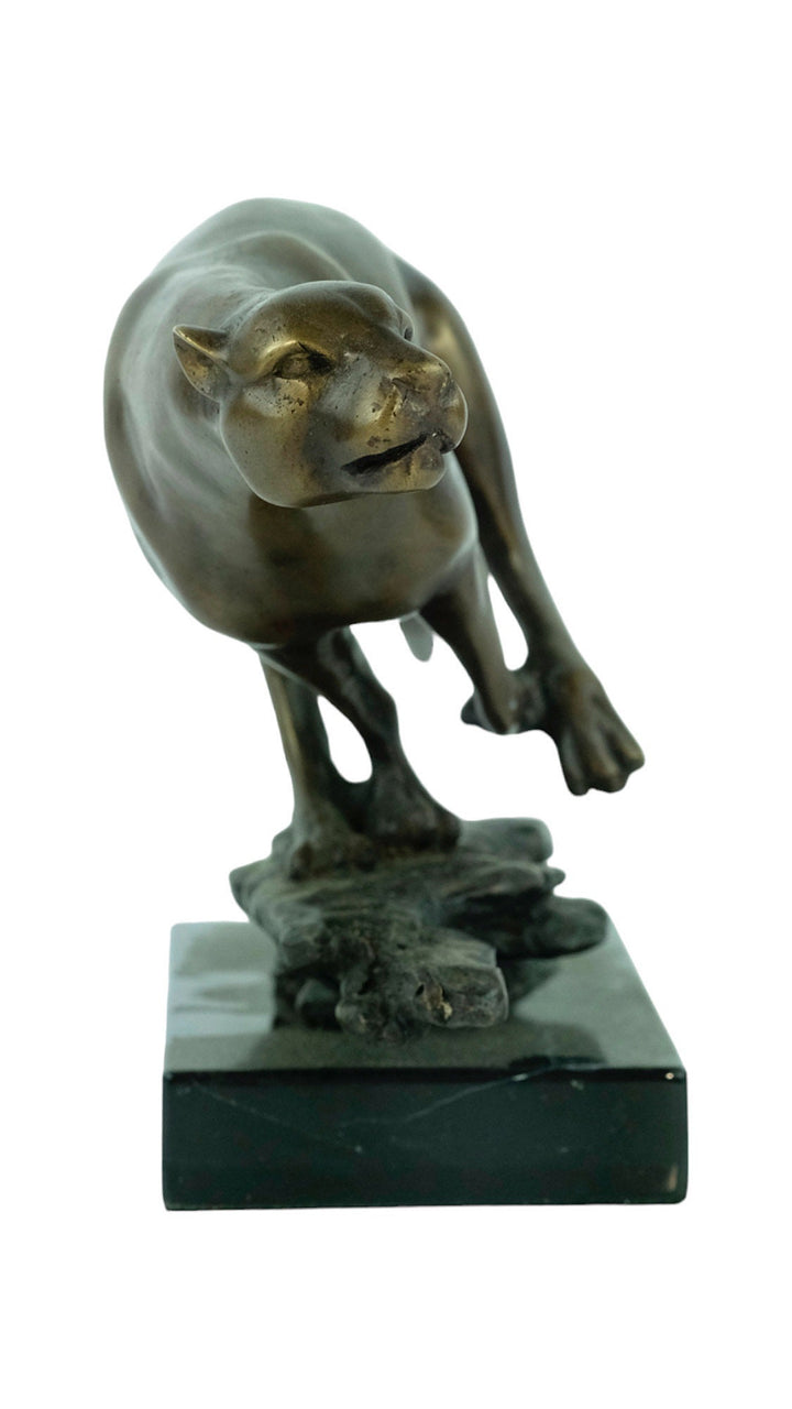 Bronze Sculpture of a Running Jaguar Animal Art Statue Bronze Wildlife Sculpture Jaguar Sculpture Hunting Decoration Bronze Panther Statue