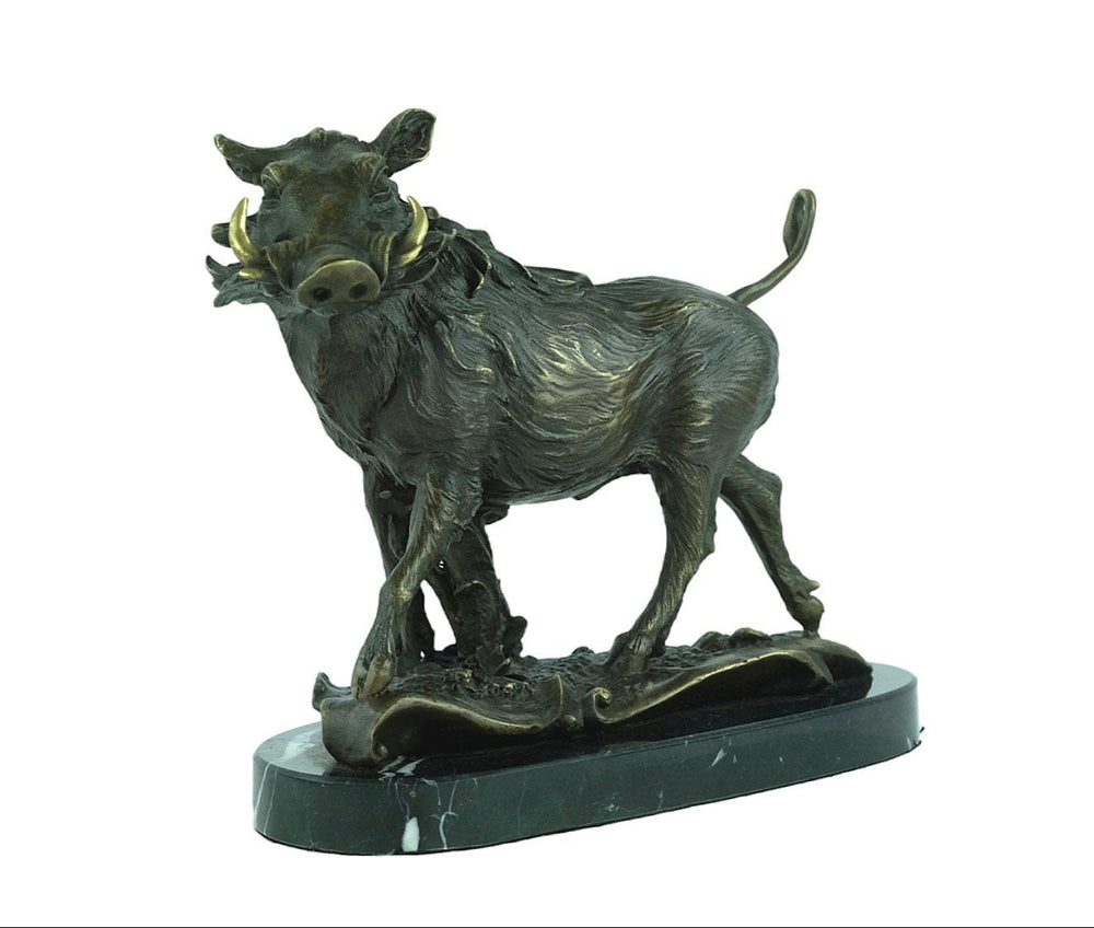 Bronze Warthog Sculpture Hunting Decoration Animal Art Statue Bronze Wild Boar Sculpture Hunting Sculpture Wildlife Bronze Statue Animal Art